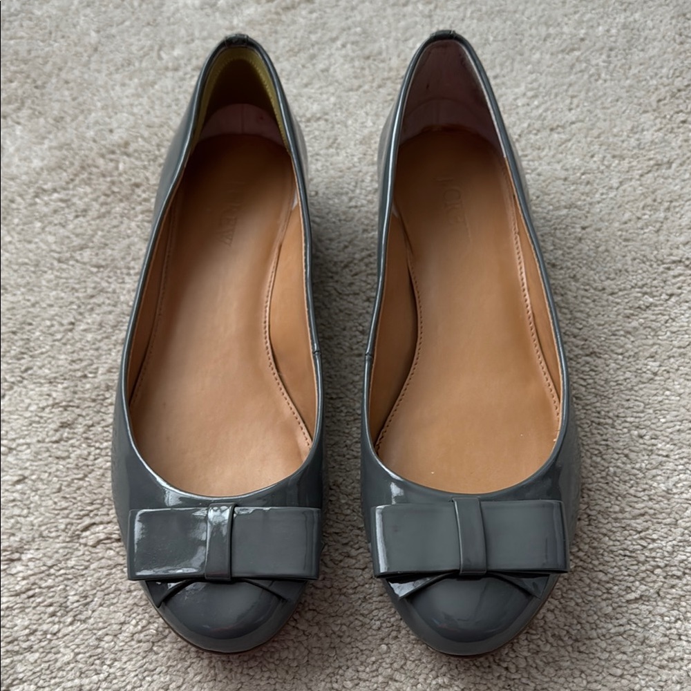 J. Crew Gray Ballet Flats with Bow Detail